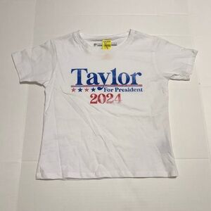 Taylor Kids White Tee with Red and Blue Graphic